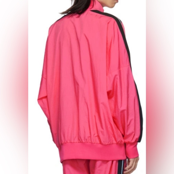 PALM ANGELS Track Jacket Mens Size XS Fluo Pink/Black Zip Up Nylon Loose Fit - Picture 3 of 10